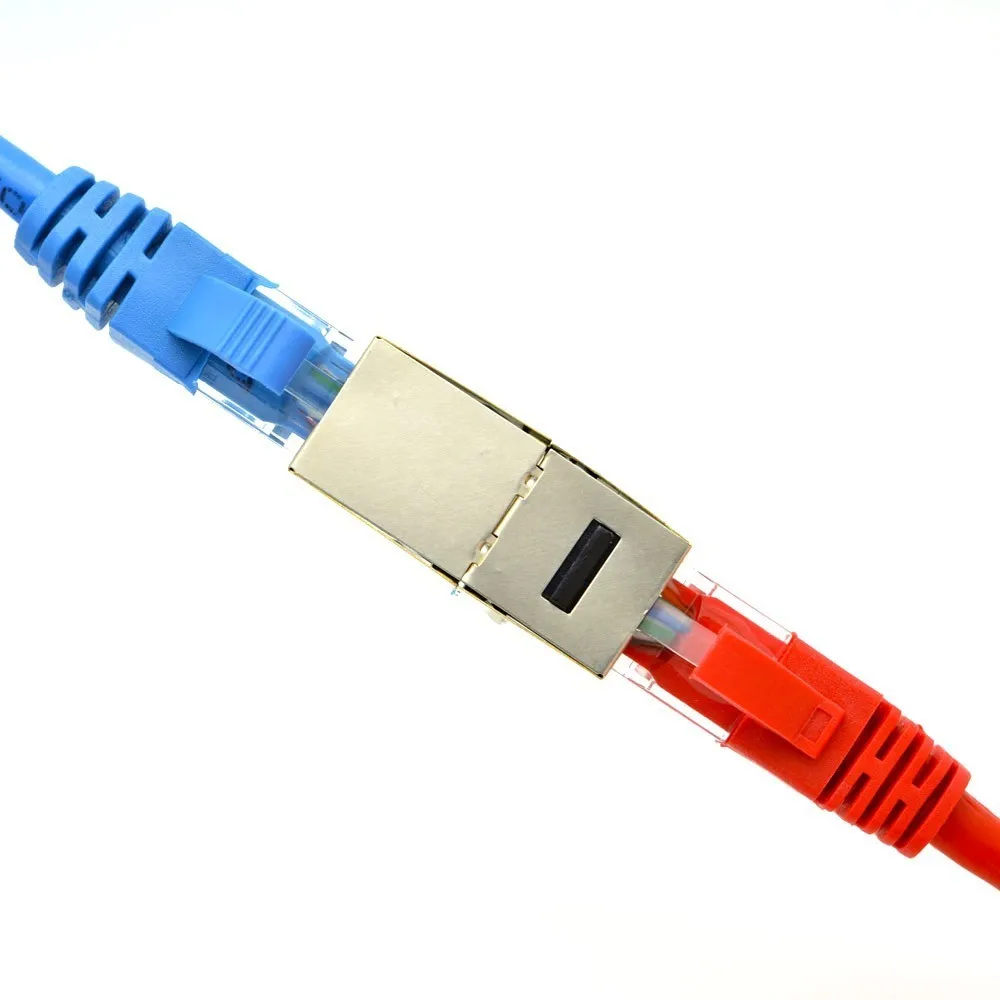 Металл экранированный CAT6 Pass-through сетевой модуль Позолоченные RJ45 разъем