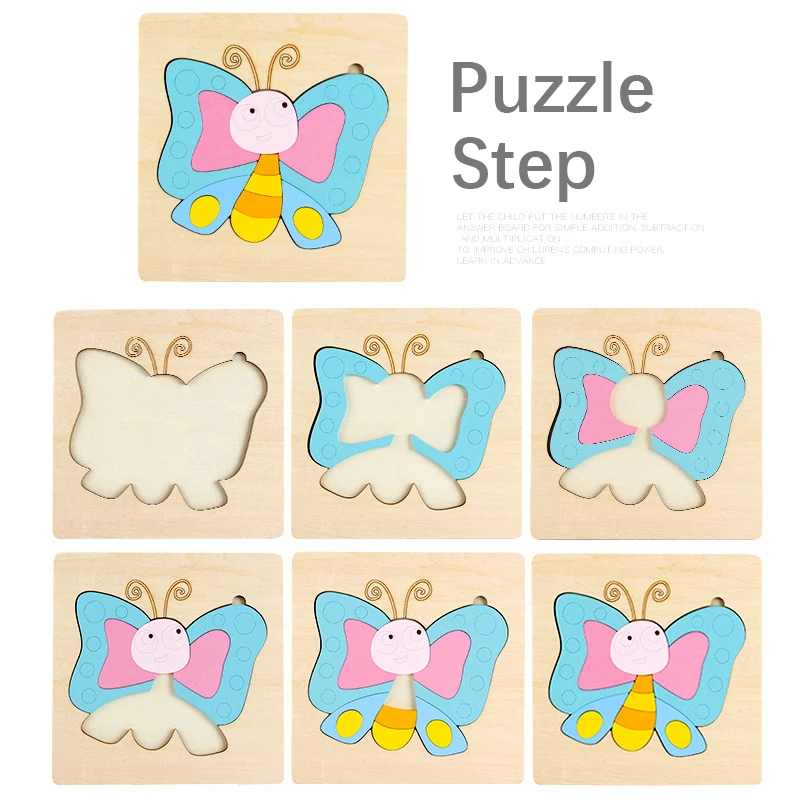 DDWE деревянные головоломки игрушки дети мультфильм Животные рыба бабочка