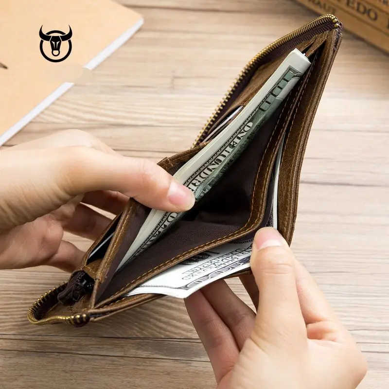 BULL капитан из коровьей кожи Для мужчин кошелек мода монета карман бренд Trifold