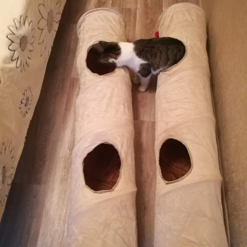 Cat Tunnel играть трубы 2 Отверстия Складная кошка щенок кролик тизер забавные скрыть