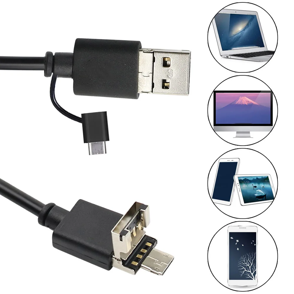 Эндоскоп 3 в 1 с USB Type C и HD камерой 5 мм 6 Регулируемых светодиодов|Бороскопы| |