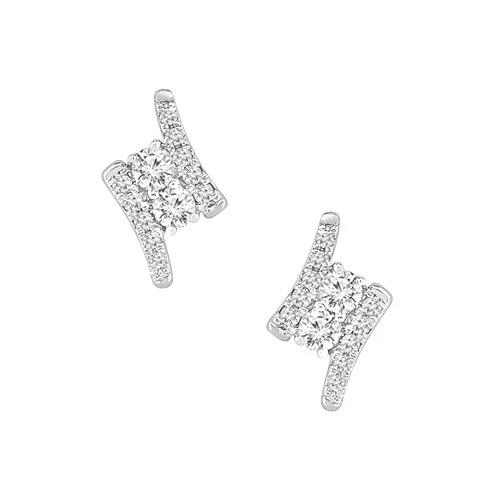 3/4 ct. April Birthstone Diamond Two-каменная капля серьги из белого золота 10 карат | Украшения и