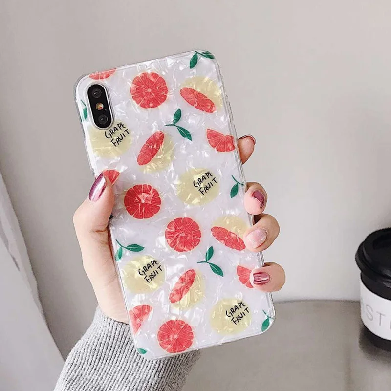 USLION Dream Shell фрукты шаблон чехлы для телефонов iPhone X XS XR Xs Max блестящие мягкие ТПУ