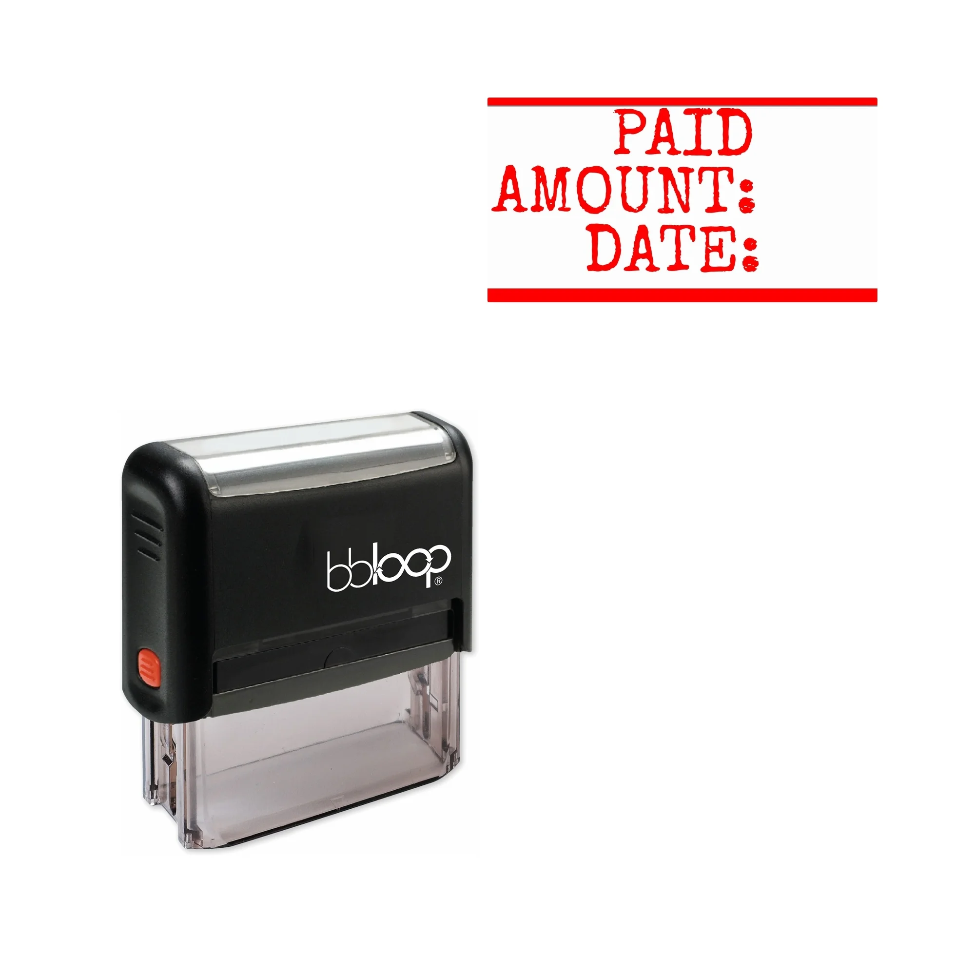 Bbloop 'PAID AMOUNT: DATE:' Self-Inking Office Stamp Rectangular Typewriter Style | Дом и сад