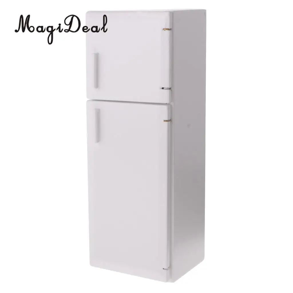 MagiDeal 1/12 кукольный домик миниатюрный кухонный белый деревянный холодильник с
