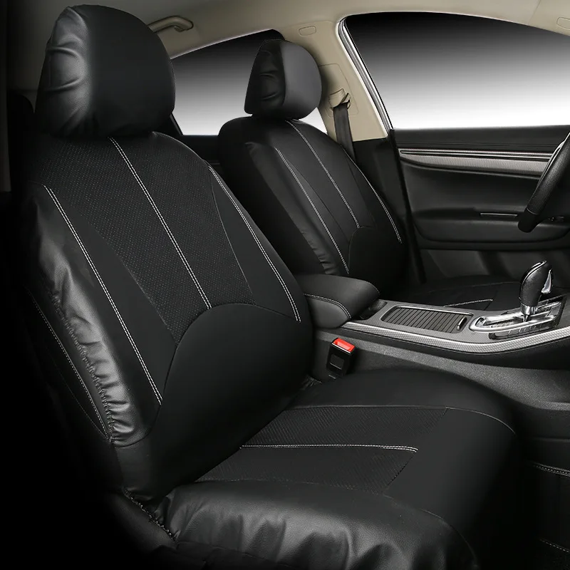 

PU Classic Car Seats Covers 5 Seats Covers Whole Auto Seats Cushion Universal All Sedans Black 2 Front Seats Covers Sponge soft