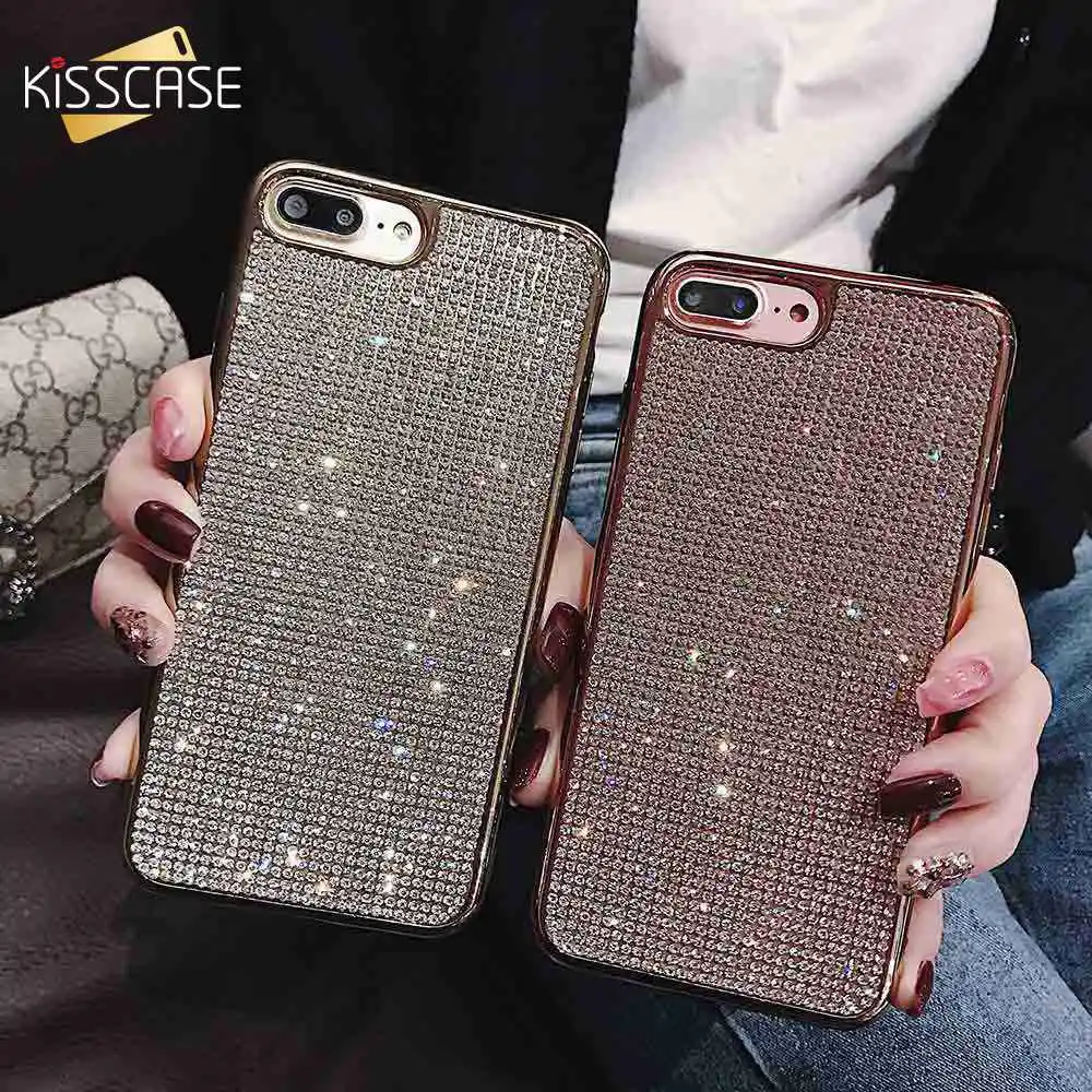 Kisscase украшение Роскошный чехол для iPhone 6 7 8 XS X XR Макс Flash Bling Plus плюс Чехол| |