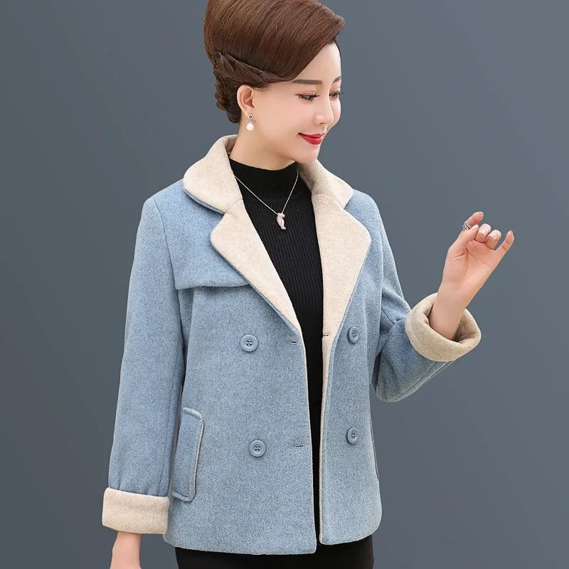 Young Mom Winter Wool Coat 2019 New Fashion Woman Basic Jacket Loose Cashmere Western Style Thickening Middle Age Clothes PL13