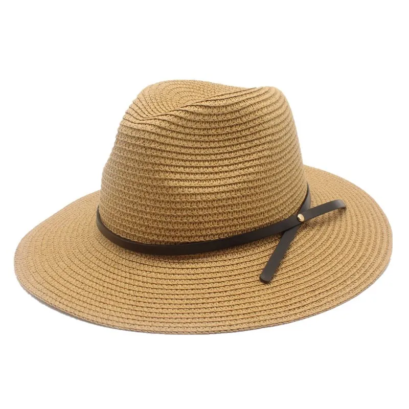 

Мужская соломенная шляпа, летняя пляжная шляпа в британском стиле с поясом, украшенная бусинами, затенение шляпа от солнца, 2019