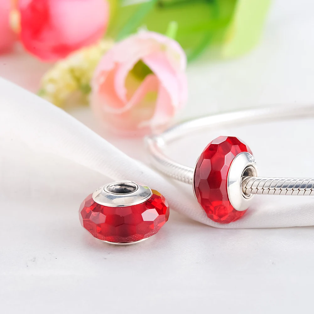 DEVOLOVE 925 пробы серебряные сверкающие бусины из муранского стекла подходят к