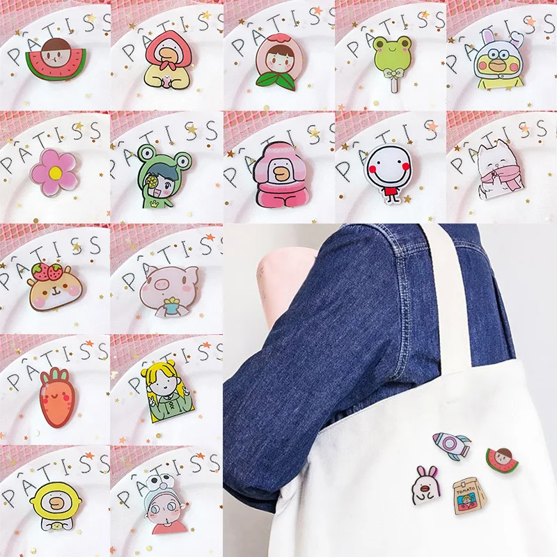 Watermelon Hat Flower Acrylic Smile Cowboy Clothing Brooch Cartoon Animal Gifts Pink Cute Scarf 1PC Pig Sweater Carrot | Украшения и