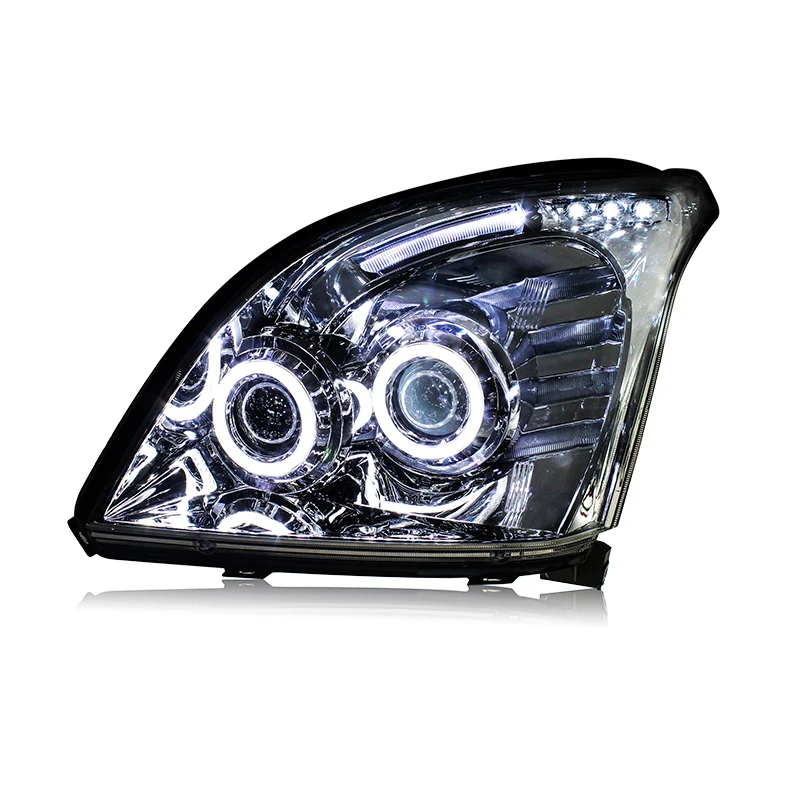 Головной светильник в сборе для Toyota Land Cruiser Prado 2003-2009 светодиодный halo