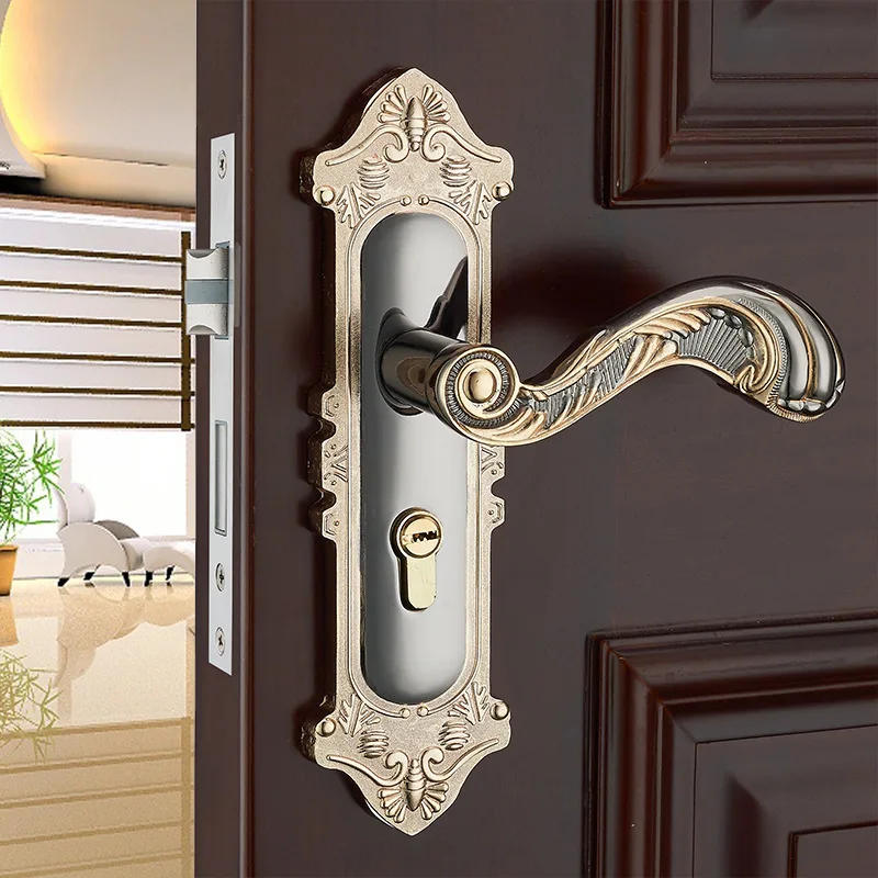 

European Concise Bearing Lock Indoor Bedroom Door Lock Holding Hand Solid Wood Lock Hardware