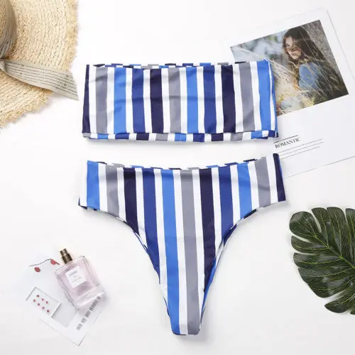 2018 пикантный Женский комплект бикини в полоску из двух предметов горошек