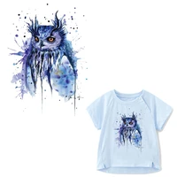 watercolor owl iron on heat transfers cartoon ironing stickers stripe on clothes diy iron on patches for t shirt thermal press