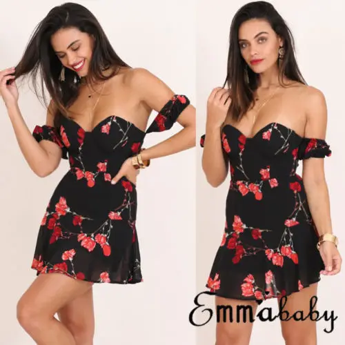 Boho для женщин пикантные вечеринки без рукавов Летние Короткие мини платье |