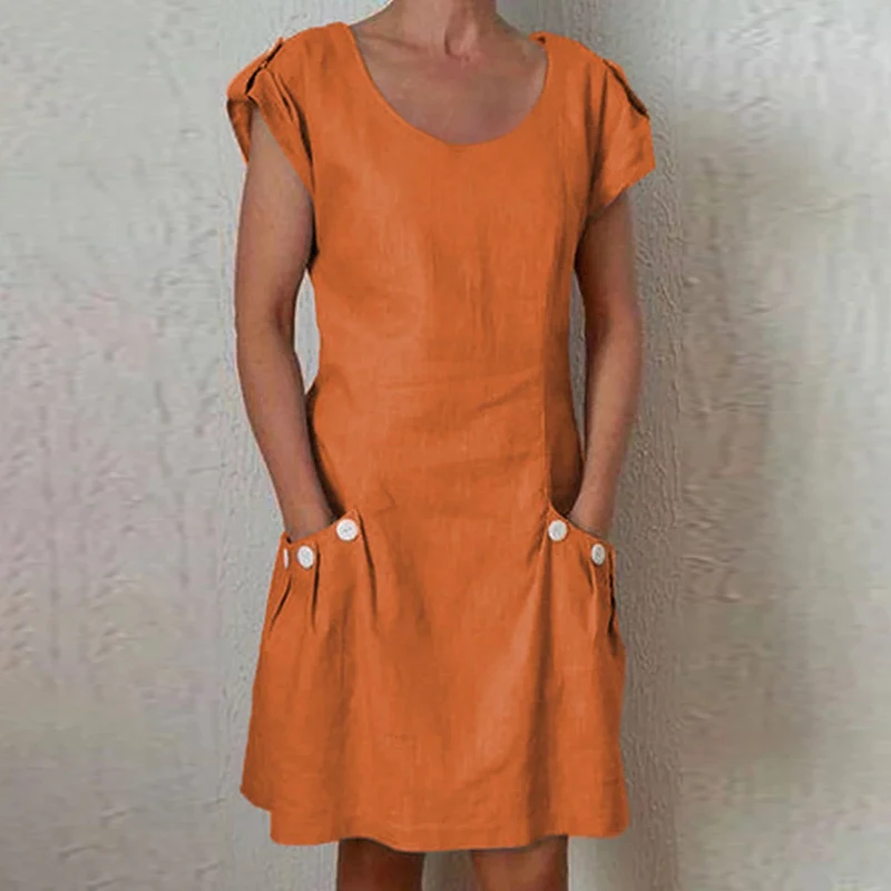 Женское летнее платье с коротким рукавом круглым вырезом плюс размер