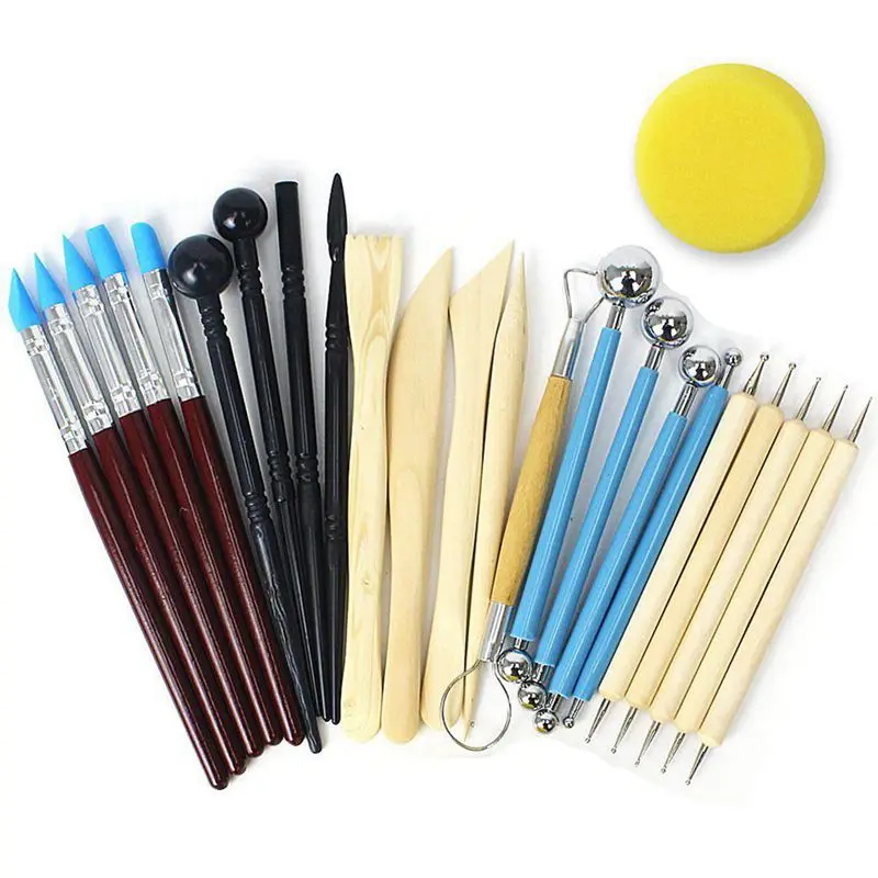 24pcs Ball Stylus Dotting Tools Clay Pottery Modeling Set Carving Rock Painting Kit for Sculpture | Дом и сад