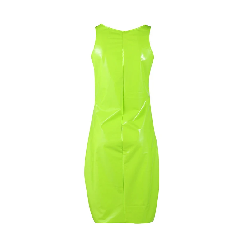 Женский облегающий сексуальный искусственная кожа из ПВХ Мокрый Вид Танк