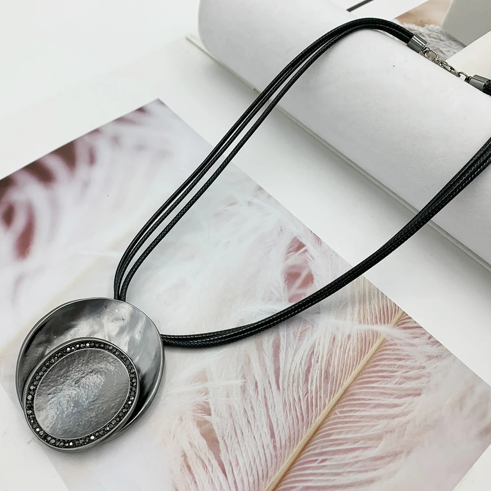 Золотой/черный цвет круглый сплав кулон ожерелье для женщин девушек лучший