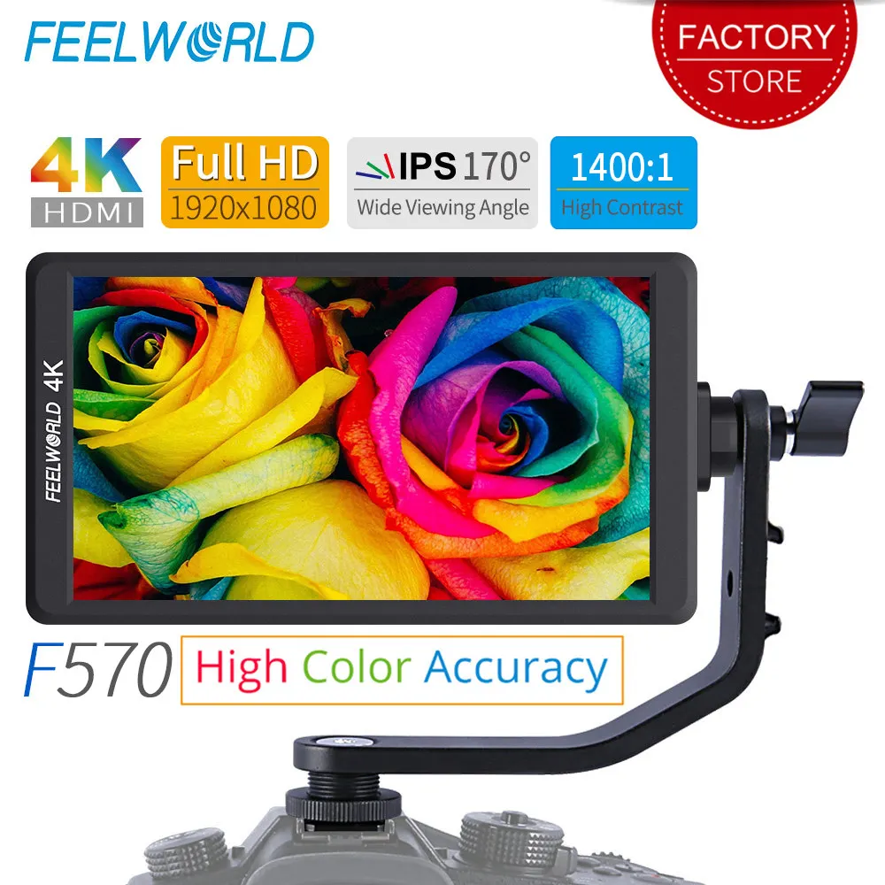 FEELWORLD F570 5 7 дюймовый цифровой зеркальной камеры полевой монитор 4K HDMI LCD IPS Full HD