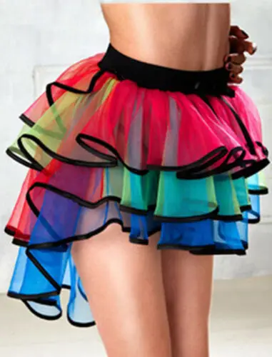 

Women Adult Casual Dancewear Tutu Ballet rainbow Pettiskirt Princess Party Mid Skirt Costume