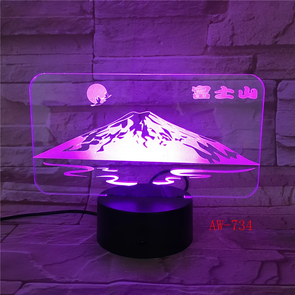 Japan's Mount Fuji Shape 3D Lamp Sun Colorful LED Night Light Snow Mountain Desk Table USB Decorative AW-734 | Лампы и освещение