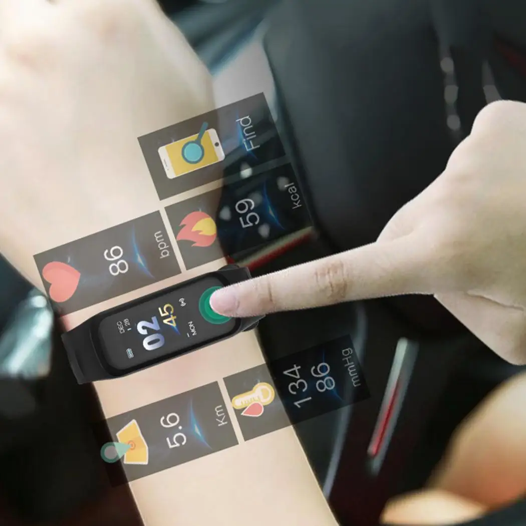 Унисекс Bluetooth квадратный сердечного ритма шагомер красочная заколка Пряжка