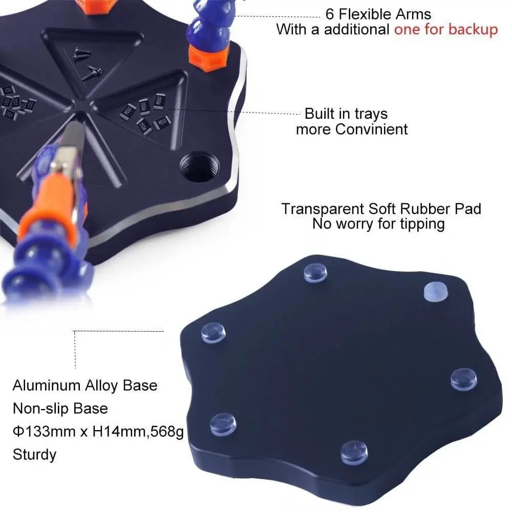 Flexible Helping Hands Soldering Third Hand Station Tool( Non-Slip Aluminum Base Built In Trays Heat Resistant Cover | Инструменты
