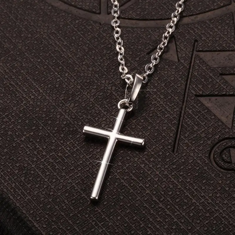 New Latin Cross Charm Necklace Simple Silver Color Pendant Chain Women Girls Fine Jewelry Gift | Украшения и аксессуары
