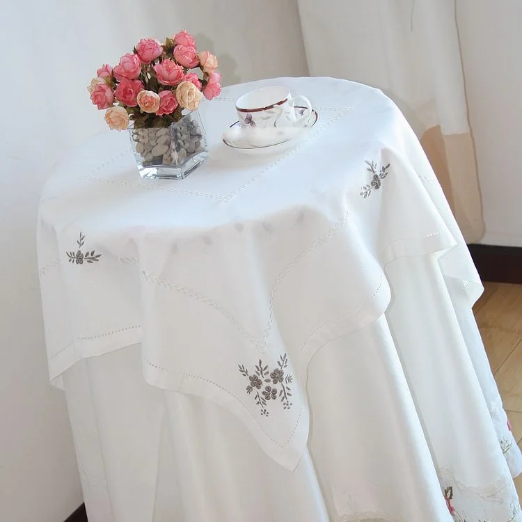 Новая белая изящная скатерть с вышивкой Hemstitch элегантная вышитая для стола