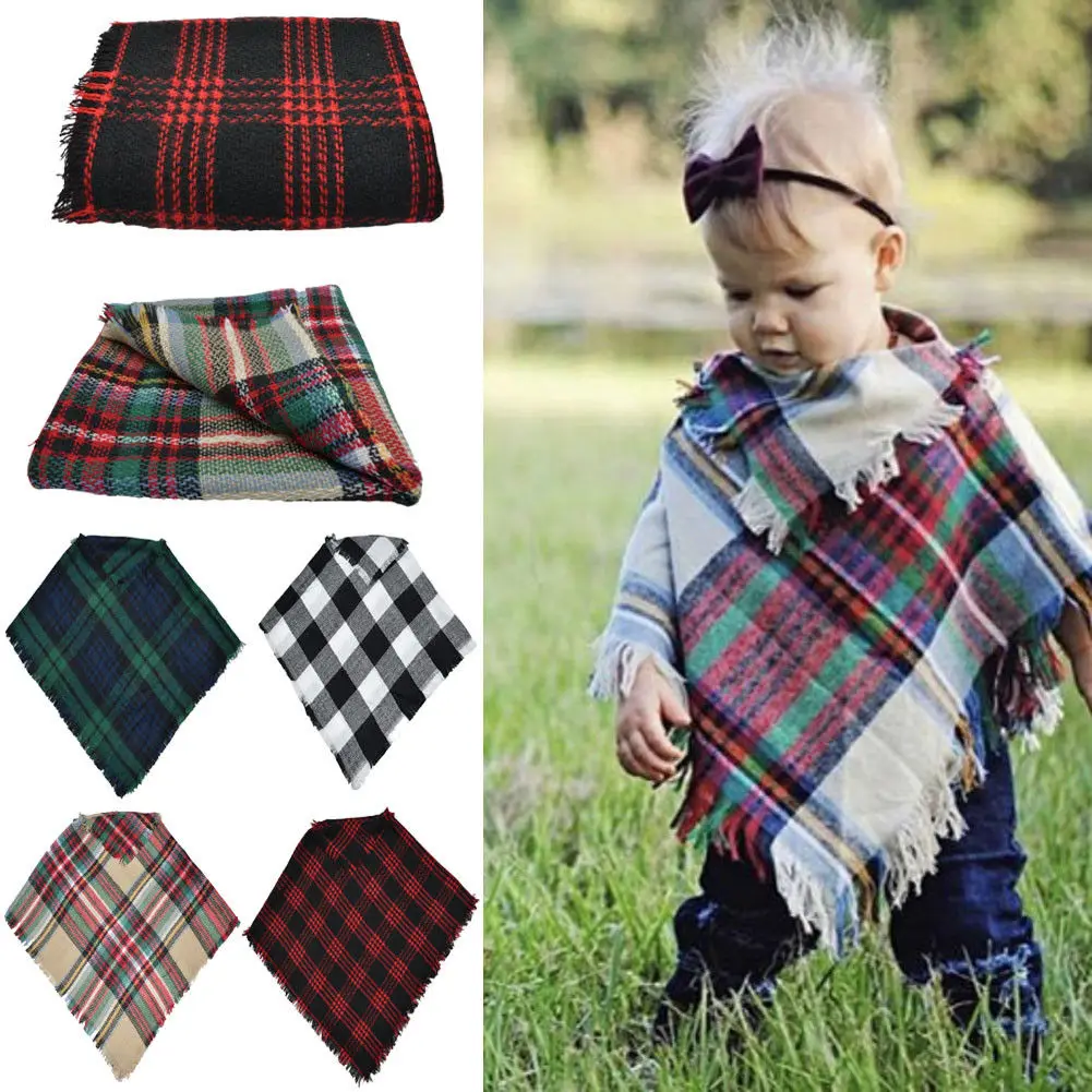 Cute Fashion Kids Toddler Girl Boy Winter Warm Plaid Wool Scarf Tippet Cappa Jacket Baby 3-5T | Детская одежда и обувь