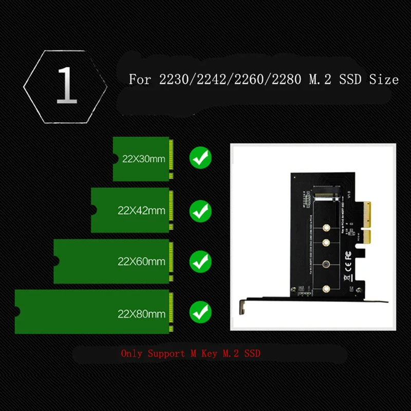 Переходник PCI Express E 3 0 X4 на M.2 NGFF M Key Slot Adapter Card M2 Nvme PCIE SSD Riser для настольного
