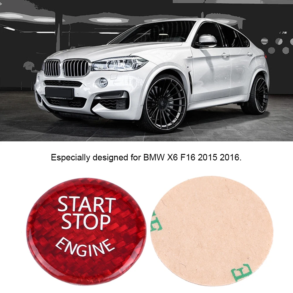 Красная кнопка включения и остановки двигателя из углеродного волокна для BMW 1 7