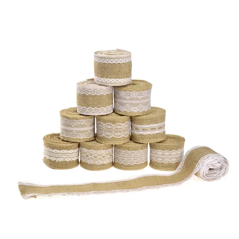 2 м/лот ширина 5 см кружевной рулон из джута мешковины лента для рукоделия ручная
