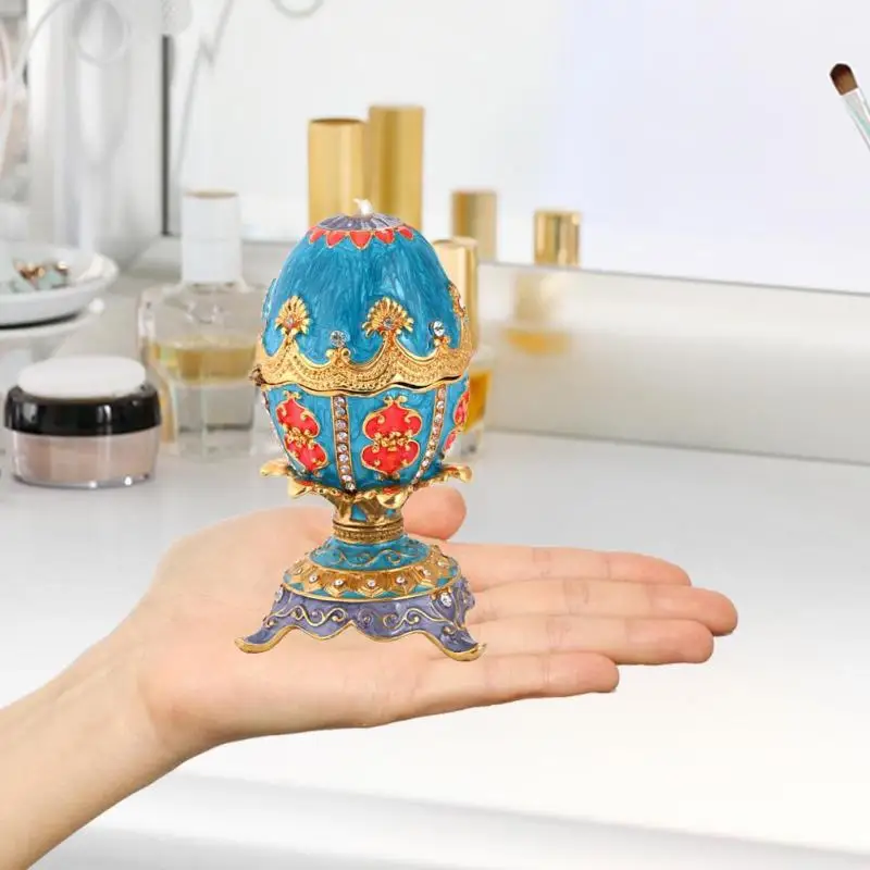 1 шт. этнические стразы пасхальные яйца шкатулка для безделушек Faberge держатель
