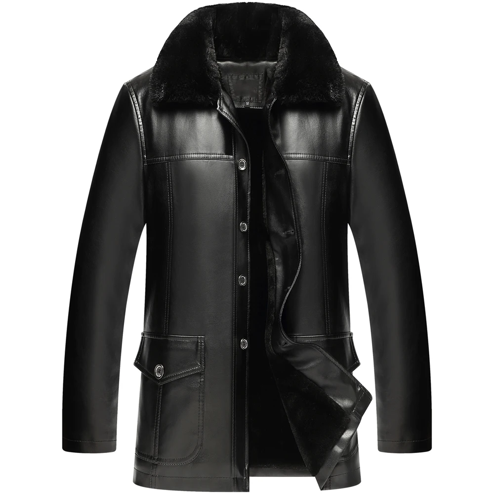 Новинка Мужская зимняя меховая кожаная куртка большой размер 5XL пальто мужская