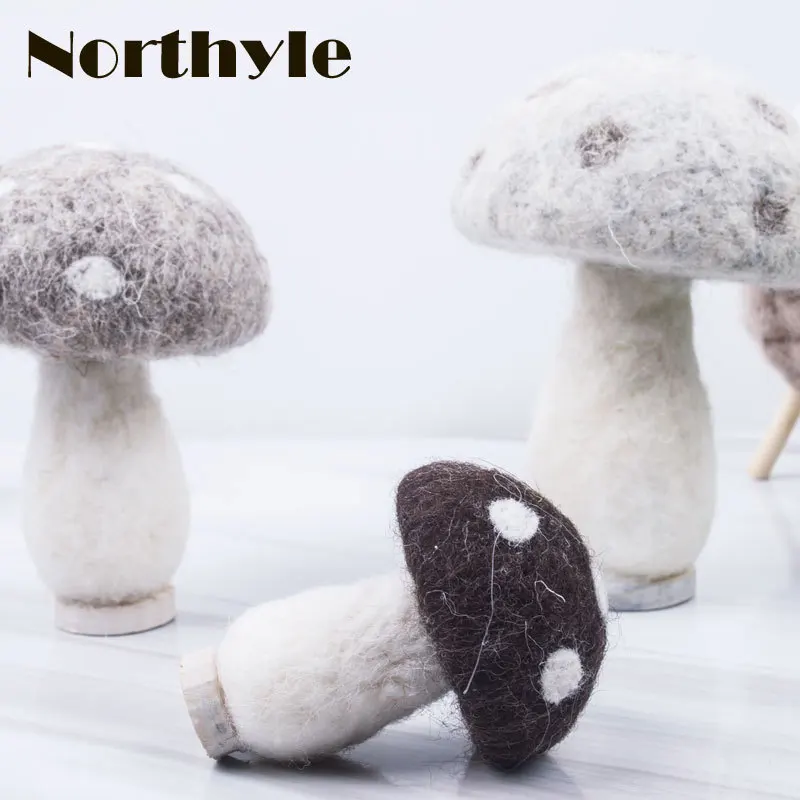 mini three wool mushroom miniature home decoration accessories fairy garden miniatures christmas figurine gift|gift gifts|gift christmasgift |