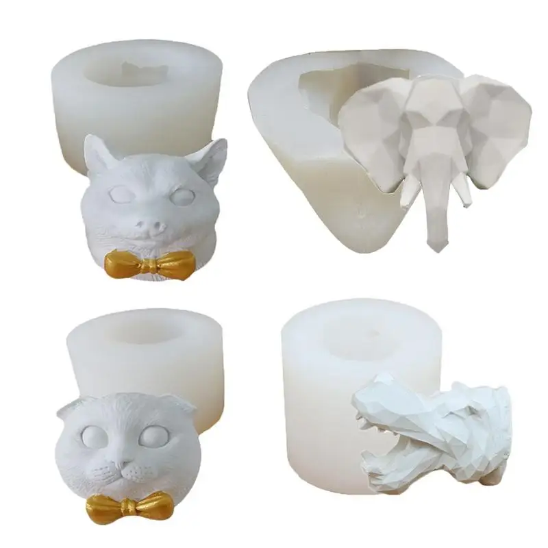 Геометрический Бегемот слон кошка в форме силиконовой свечи мыло плесень