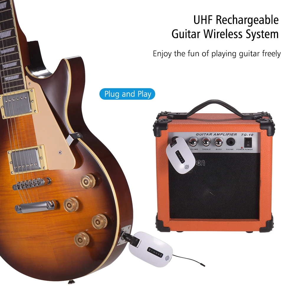 

Belcat T4R4 UHF Guitar Wireless System Electric Guitar Bass Audio Transmitter Receiver Built-in Rechargeable Battery Max.100M