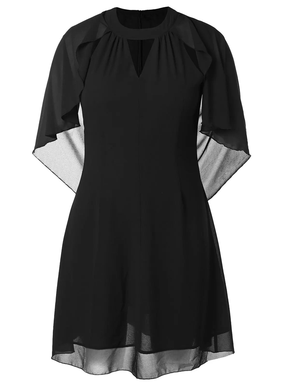 Wipalo Plus Size 5XL Solid Keyhole Neck Batwing Sleeve Dress Knee-Length A Line Vintage Chiffon Summer Party Vestidos | Женская одежда