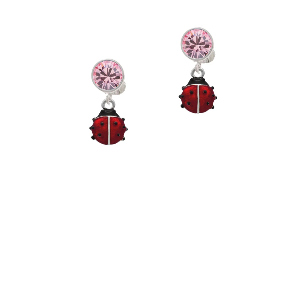 Mini Red Translucent Ladybug Crystal Clip On Earrings | Украшения и аксессуары
