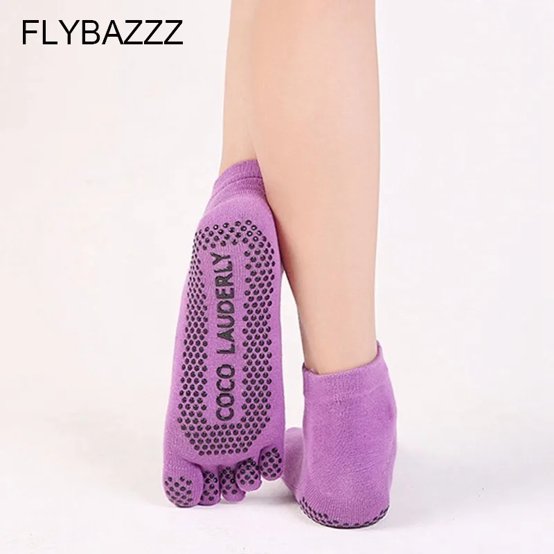 Professional Yoga Socks Women Anti-slip Five Finger Toe Meia Pilates Massage Sokken Athletic Sport Woman With Gloves | Спорт и
