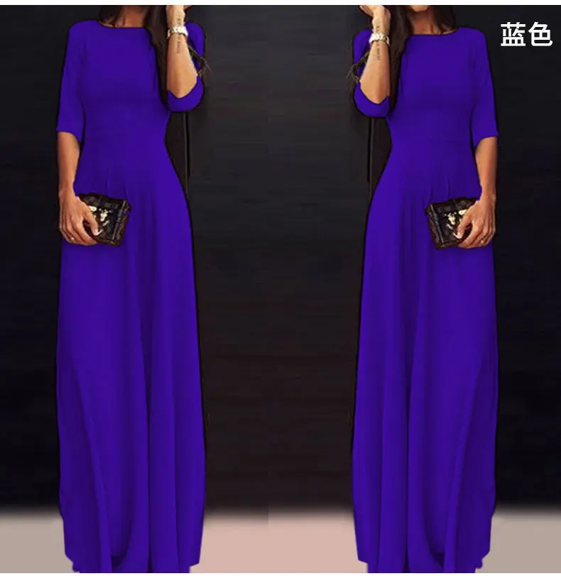 Женское длинное шифоновое платье в стиле бохо свободное однотонное макси весна