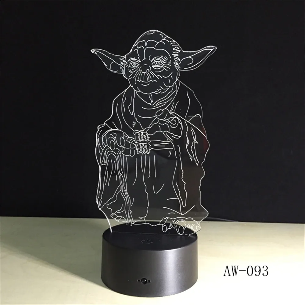 Звездная война Master YODA 3D светодиодный светильник ночник разноцветная RGB лампа