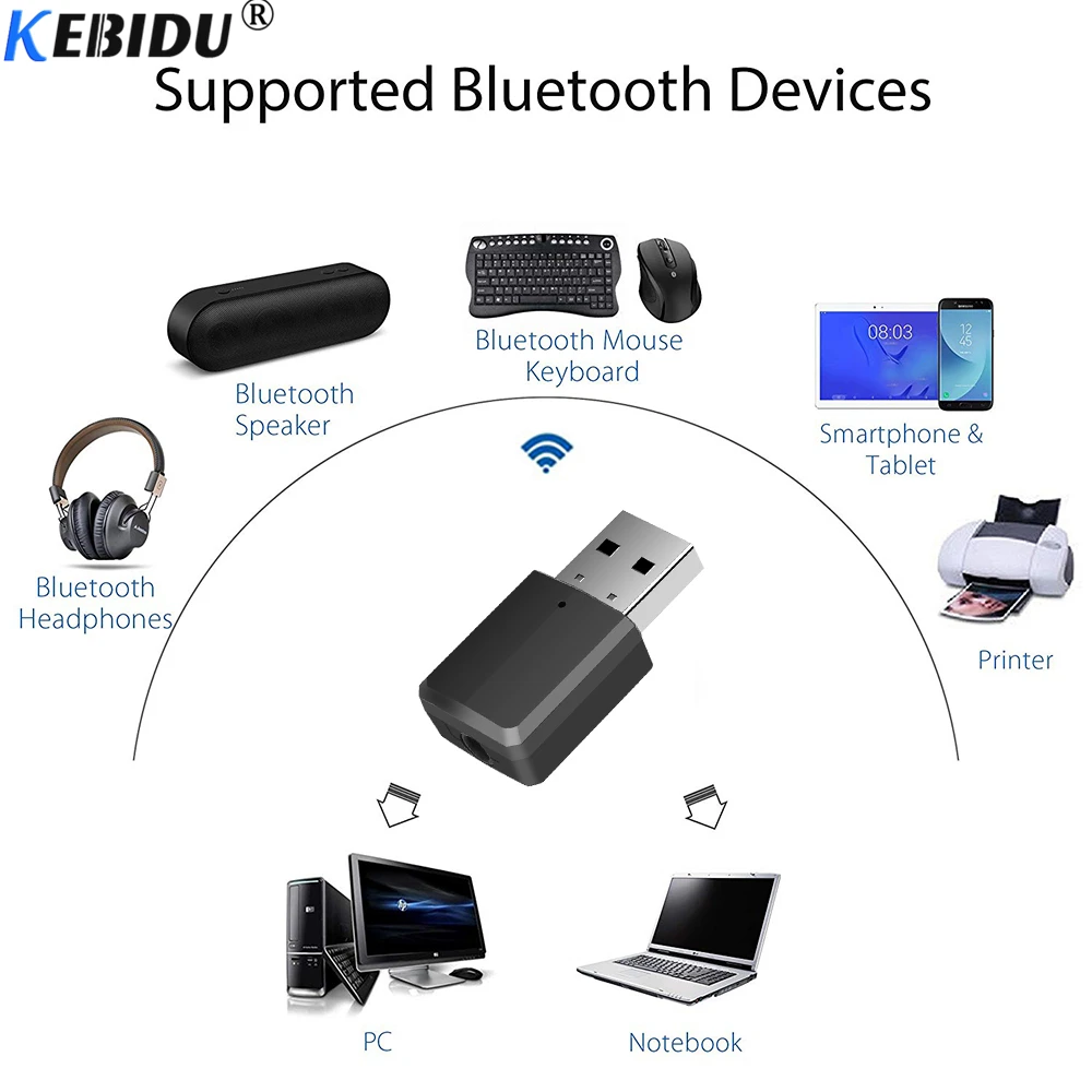 Миниатюрный беспроводной Bluetooth 5 0 приемник KEBIDU передатчик адаптер AUX 3 мм
