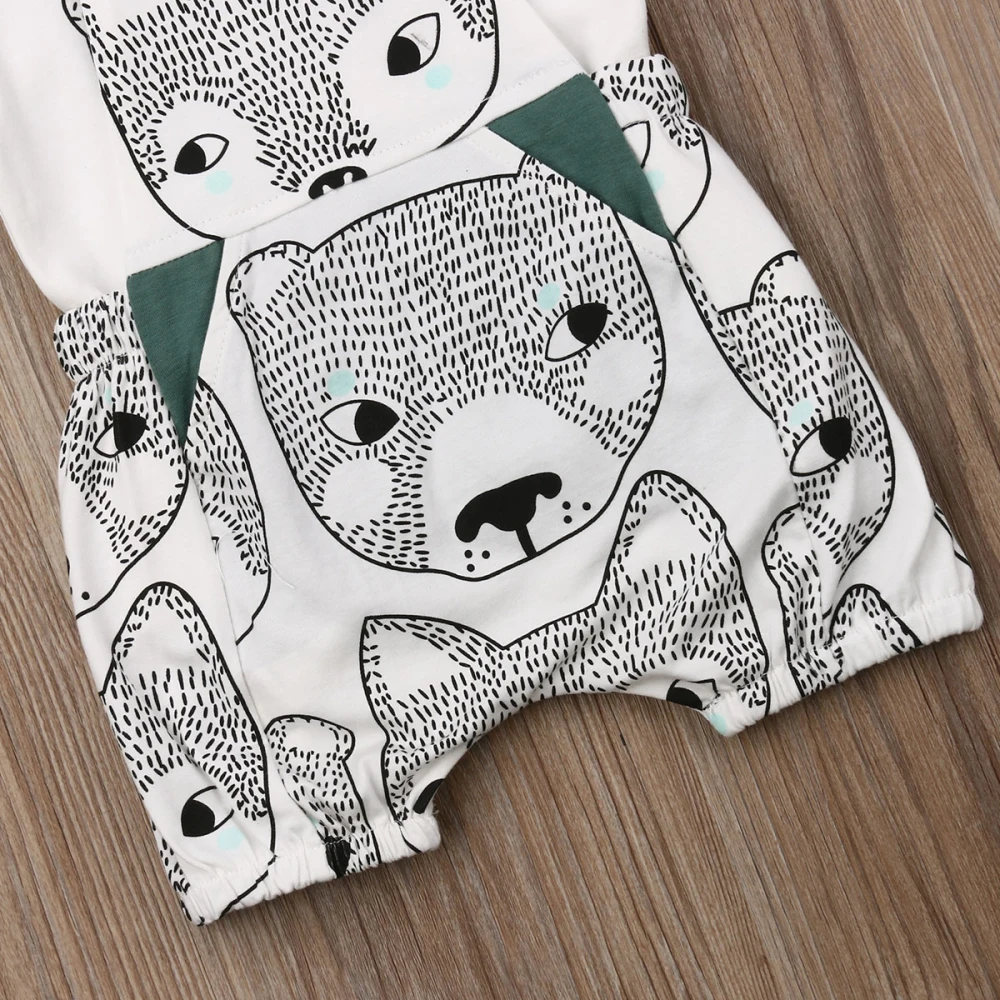 Infant Kid Boy Girl Clothes Sets Short Sleeve Animal T-shirt Bib Pant Overalls Outfit 0-24M Summer | Детская одежда и обувь