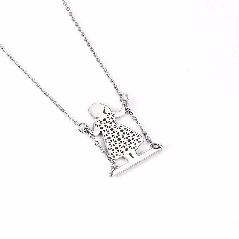 RIR Stainless Steel Cute Little Girl Swinging Necklaces Elegant Temperament Jewellery Necklace Gift For Children | Украшения и