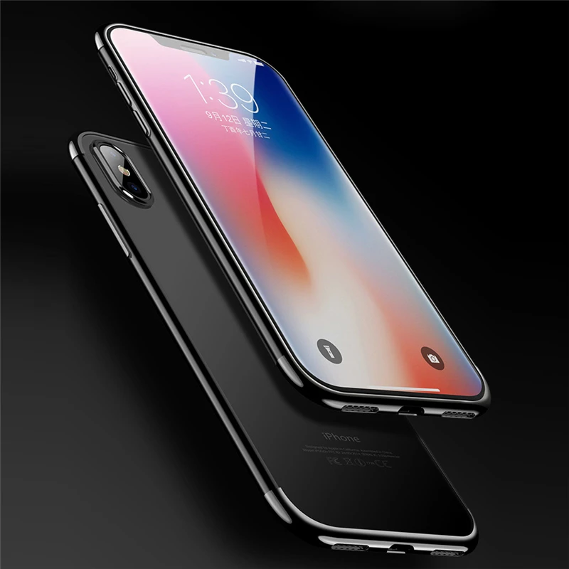 Для iPhone 6 S 7 8 плюс унисекс покрытие чехол для X прозрачный мягкий TPU розовое золото