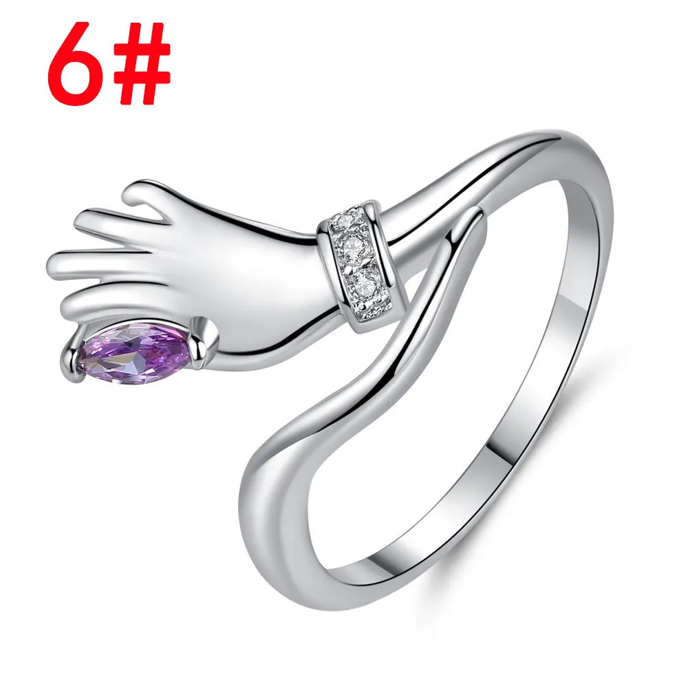 JQUEEN Hyperbole Hand Shaped Rings For Women Micro Paved Cubic Zirconia Silver Color Wedding Female Anel Jewelry | Украшения и
